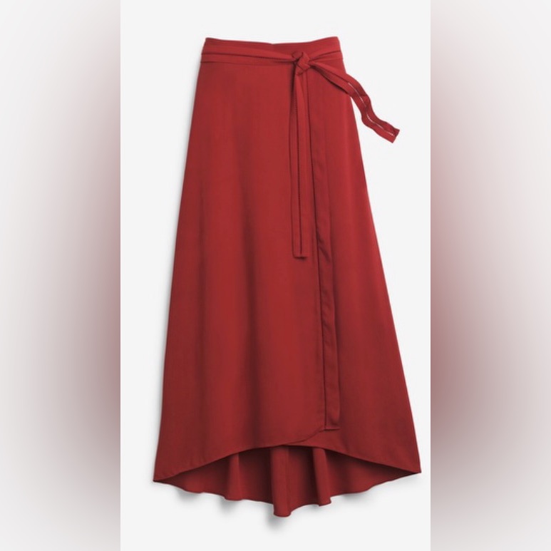 White House Black Market Boho High-Low Mid Faux Wrap Skirt - Modern Y2k
